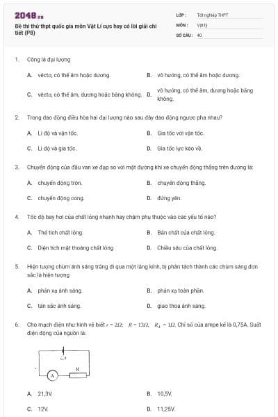 Đề thi thử thpt quốc gia môn Vật Lí cực hay có lời giải chi tiết (P8)