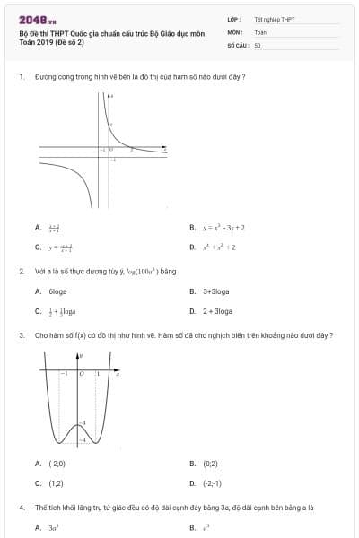 Bộ Đề thi THPT Quốc gia chuẩn cấu trúc Bộ Giáo dục môn Toán 2019 (Đề số 2)
