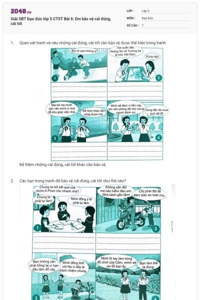 Giải SBT Đạo đức lớp 5 CTST Bài 6: Em bảo vệ cải đúng, cái tốt