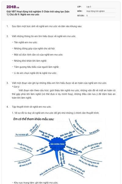 Giải VBT Hoạt động trải nghiệm 5 Chân trời sáng tạo (bản 1) Chủ đề 9: Nghề em mơ ước