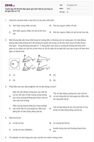 Tuyển tập đề thi thử thpt quốc gia môn Vật lý cực hay có lời giải (Đề số 13)