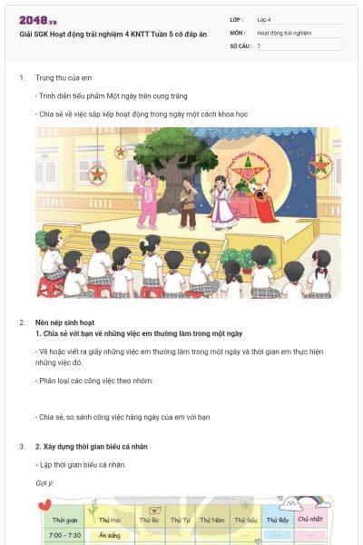 Giải SGK Hoạt động trải nghiệm 4 KNTT Tuần 5 có đáp án