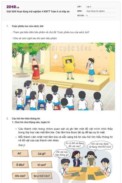 Giải SGK Hoạt động trải nghiệm 4 KNTT Tuần 6 có đáp án