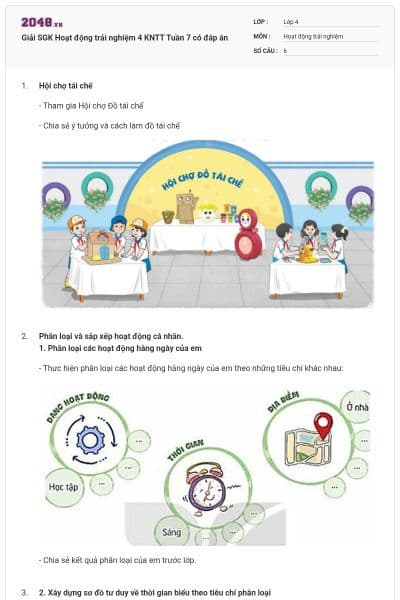 Giải SGK Hoạt động trải nghiệm 4 KNTT Tuần 7 có đáp án