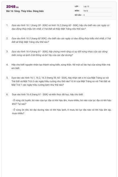 Bài 16: Sông. Thủy triều. Dòng biển