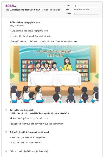 Giải SGK Hoạt động trải nghiệm 4 KNTT Tuần 14 có đáp án