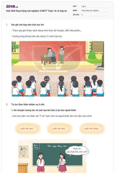 Giải SGK Hoạt động trải nghiệm 4 KNTT Tuần 16 có đáp án