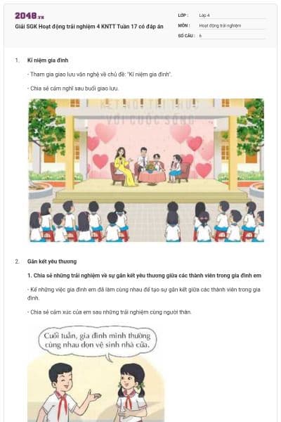 Giải SGK Hoạt động trải nghiệm 4 KNTT Tuần 17 có đáp án