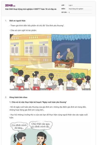 Giải SGK Hoạt động trải nghiệm 4 KNTT Tuần 18 có đáp án