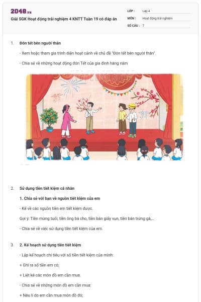 Giải SGK Hoạt động trải nghiệm 4 KNTT Tuần 19 có đáp án