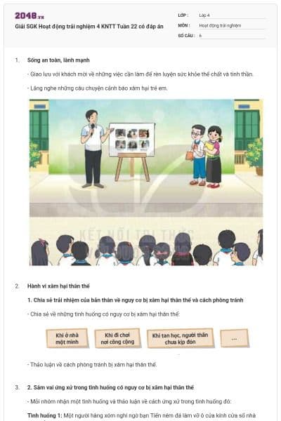 Giải SGK Hoạt động trải nghiệm 4 KNTT Tuần 22 có đáp án