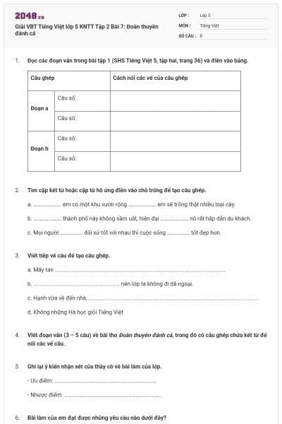 Giải VBT Tiếng Việt lớp 5 KNTT Tập 2 Bài 7: Đoàn thuyền đánh cá