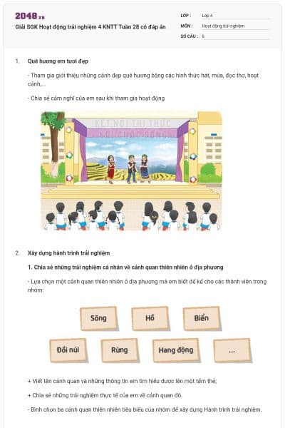 Giải SGK Hoạt động trải nghiệm 4 KNTT Tuần 28 có đáp án