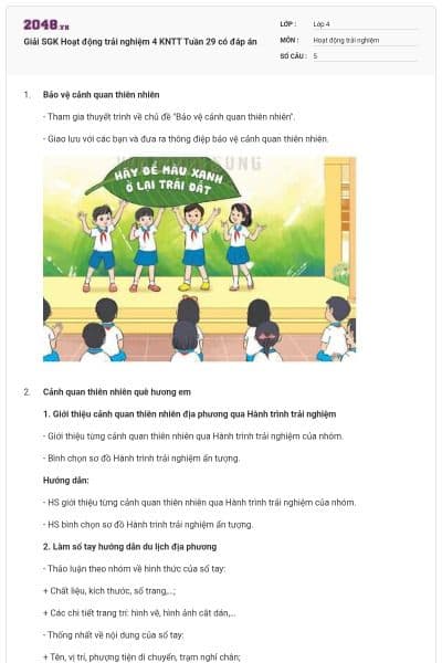 Giải SGK Hoạt động trải nghiệm 4 KNTT Tuần 29 có đáp án