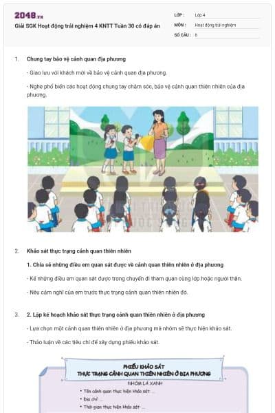 Giải SGK Hoạt động trải nghiệm 4 KNTT Tuần 30 có đáp án