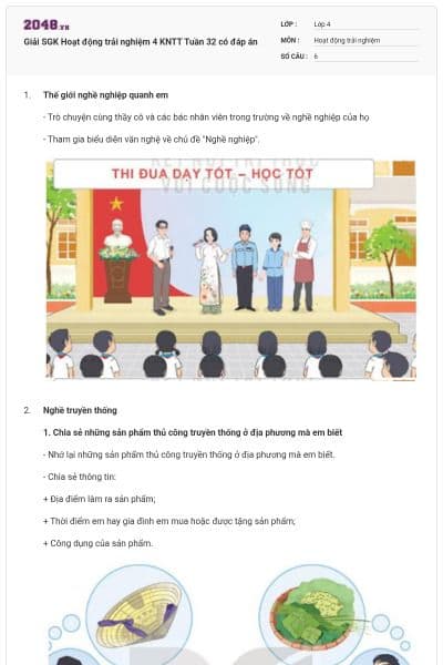 Giải SGK Hoạt động trải nghiệm 4 KNTT Tuần 32 có đáp án