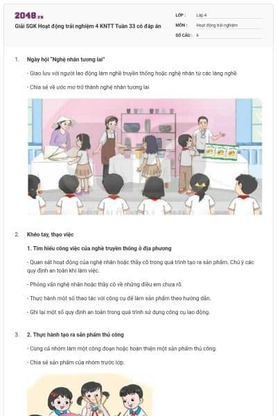 Giải SGK Hoạt động trải nghiệm 4 KNTT Tuần 33 có đáp án