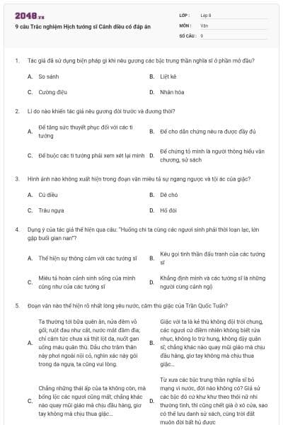 9 câu Trắc nghiệm Hịch tướng sĩ Cánh diều có đáp án