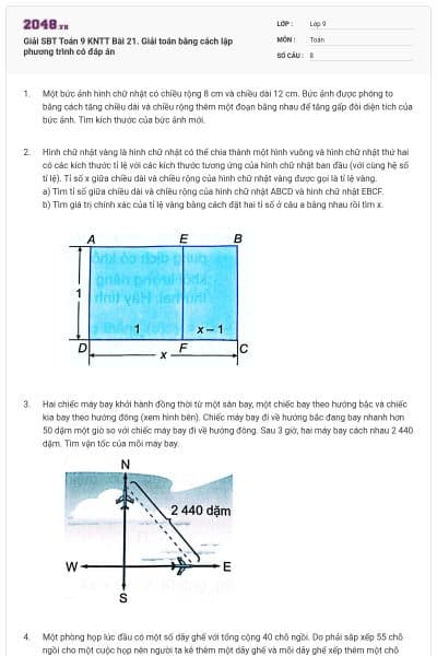 Giải SBT Toán 9 KNTT Bài 21. Giải toán bằng cách lập phương trình có đáp án