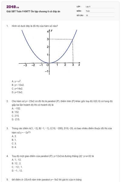 Giải SBT Toán 9 KNTT Ôn tập chương 6 có đáp án