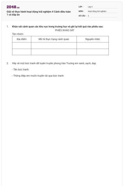 Giải vở thực hành hoạt động trải nghiệm 4 Cánh diều tuần 1 có đáp án