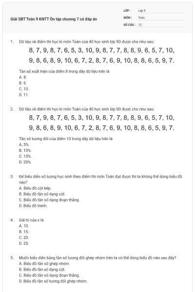 Giải SBT Toán 9 KNTT Ôn tập chương 7 có đáp án