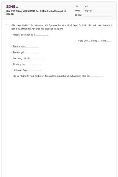 Giải VBT Tiếng Việt 5 CTST Bài 7: Bức tranh đồng quê có đáp án