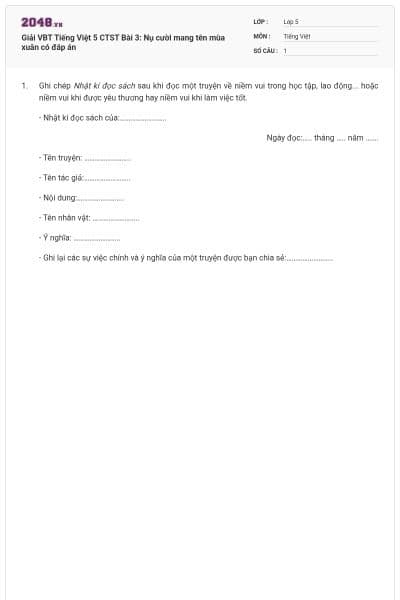 Giải VBT Tiếng Việt 5 CTST Bài 3: Nụ cười mang tên mùa xuân có đáp án