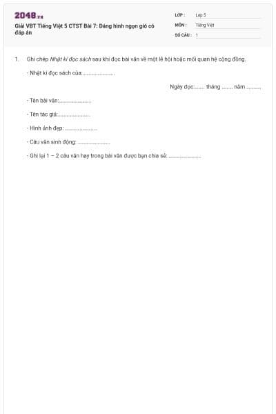 Giải VBT Tiếng Việt 5 CTST Bài 7: Dáng hình ngọn gió có đáp án