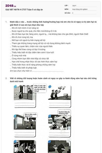 Giải VBT HĐTN 4 CTST Tuần 5 có đáp án