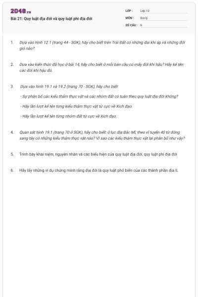 Bài 21: Quy luật địa đới và quy luật phi địa đới