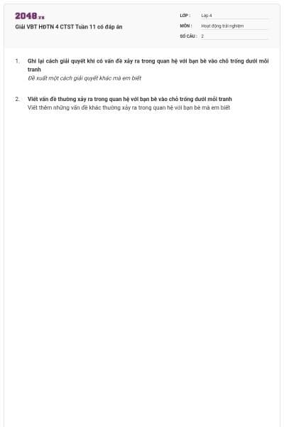 Giải VBT HĐTN 4 CTST Tuần 11 có đáp án