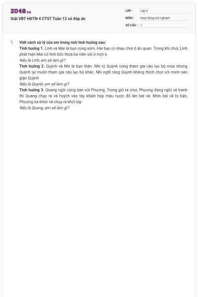 Giải VBT HĐTN 4 CTST Tuần 12 có đáp án