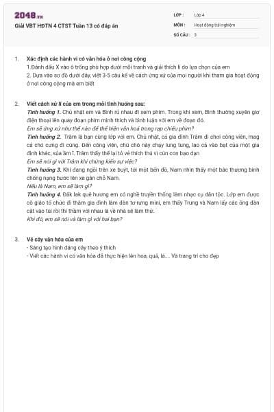 Giải VBT HĐTN 4 CTST Tuần 13 có đáp án