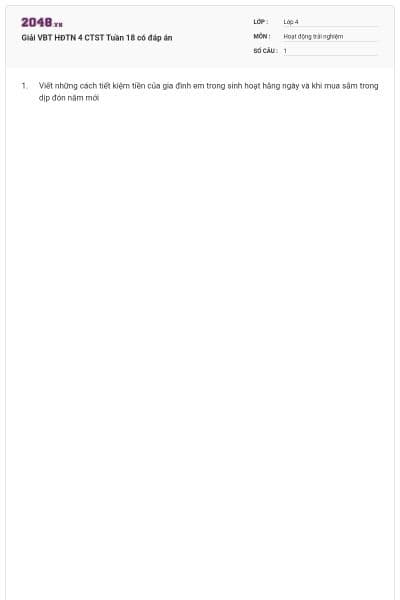 Giải VBT HĐTN 4 CTST Tuần 18 có đáp án