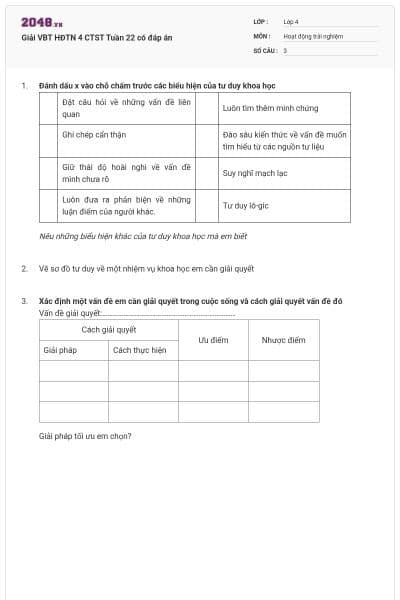 Giải VBT HĐTN 4 CTST Tuần 22 có đáp án