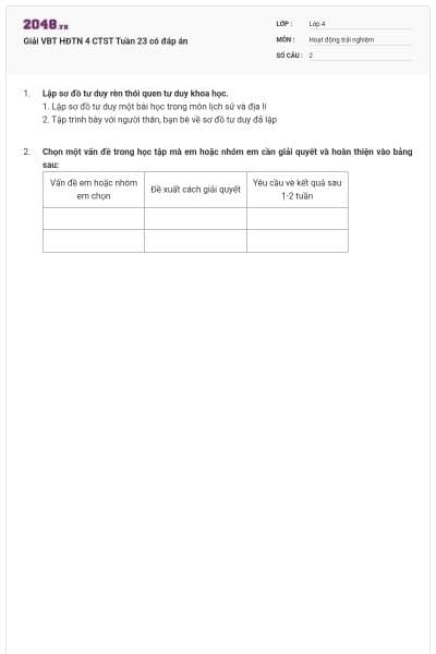Giải VBT HĐTN 4 CTST Tuần 23 có đáp án
