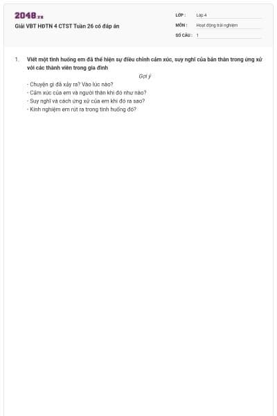 Giải VBT HĐTN 4 CTST Tuần 26 có đáp án