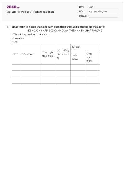 Giải VBT HĐTN 4 CTST Tuần 28 có đáp án