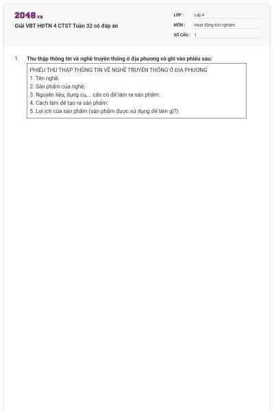 Giải VBT HĐTN 4 CTST Tuần 32 có đáp án