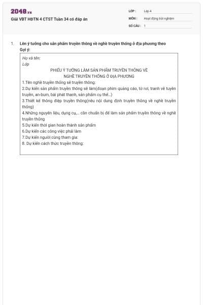 Giải VBT HĐTN 4 CTST Tuần 34 có đáp án