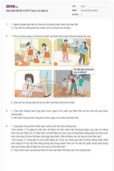 Giải SGK HĐTN 4 CTST Tuần 6 có đáp án