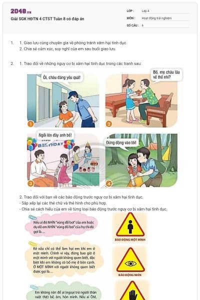 Giải SGK HĐTN 4 CTST Tuần 8 có đáp án