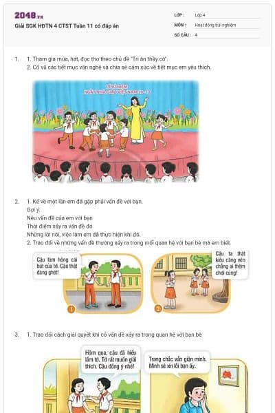 Giải SGK HĐTN 4 CTST Tuần 11 có đáp án