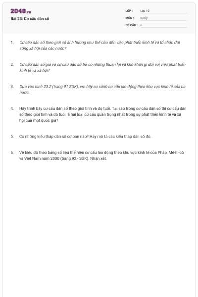 Bài 23: Cơ cấu dân số