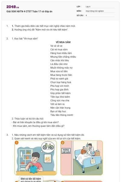 Giải SGK HĐTN 4 CTST Tuần 17 có đáp án