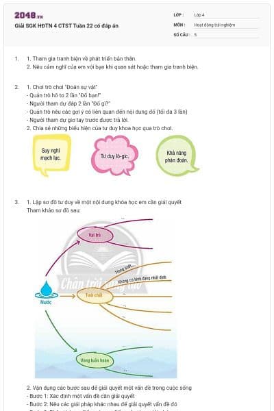 Giải SGK HĐTN 4 CTST Tuần 22 có đáp án