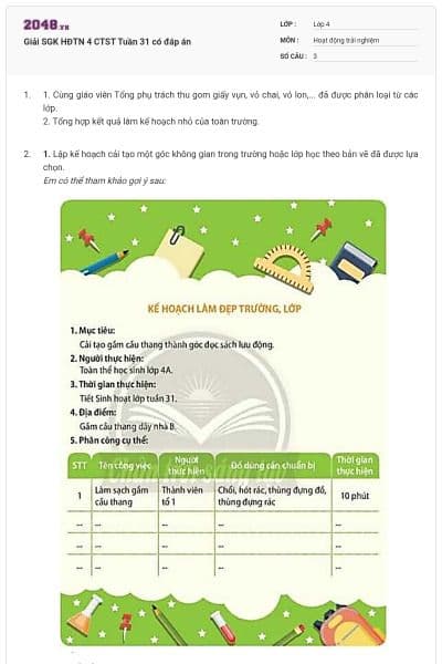 Giải SGK HĐTN 4 CTST Tuần 31 có đáp án