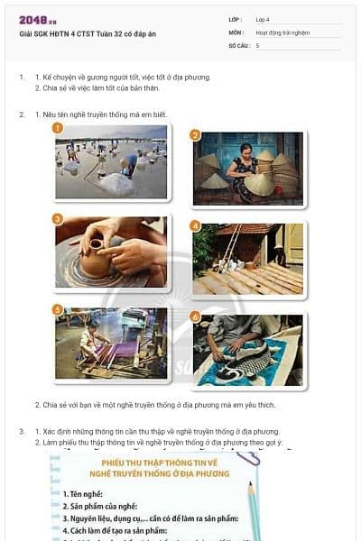 Giải SGK HĐTN 4 CTST Tuần 32 có đáp án