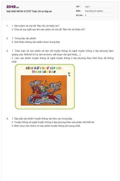 Giải SGK HĐTN 4 CTST Tuần 34 có đáp án